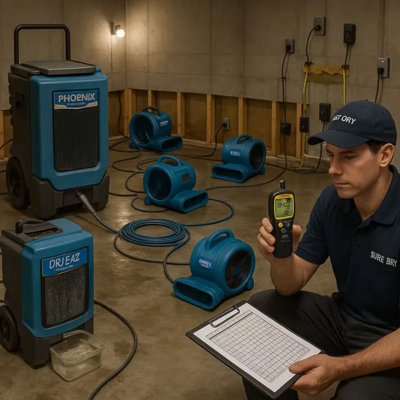 Structural Drying and Dehumidification process in Burlington, IA